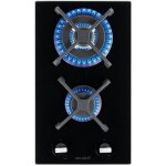 Plaque de cuisson gaz 2 feux double couronne - verre noir et fonte - 5200 watts - beldeko