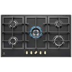 Plaque de cuisson à gaz electrolux kgs 9536 rn - finition fonte noire - poignées bronze - 90 cm Plaque de cuisson à gaz electrolux kgs 9536 rn - finition fonte noire - poignées bronze - 90 cm