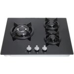 Plaque de cuisson gaz - amica - ag3631n - 3 foyers - verre noir - brleur xl 3600w