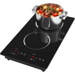 Plaque de cuisson induction 2 feux - suteo - 3000w - 51x288x8 cm - 9 niveaux de puissance - minuterie ...
