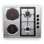 Plaque de cuisson mixte - klarstein - multichef 4 - 2 feux gaz - 2 plaques lectriques - acier inoxydable ...