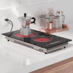 Plaque de cuisson vitroc�ramique 2 foyers - trahoo - 3000w - 29x52x45 cm - 9 niveaux de puissance - verrouilla ...