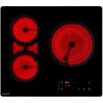 Plaque de cuisson vitroc�ramique 3 zones - flex - encastrable - 7400 w - grand foyer extensible - grand ...