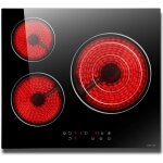 Plaque de cuisson vitroc�ramique encastrable - trahoo - 3 feux - 60 cm - 5700w - double anneau - 9 fonctions ...