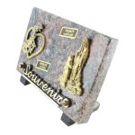 Plaque fun�raire apparition et coeur en bronze en granit de 18x12 cm