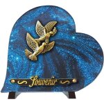 Plaque fun�raire c?ur paillet�e bleu
