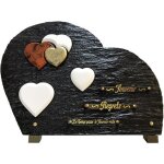 Plaque fun�raire schiste 3 c?urs