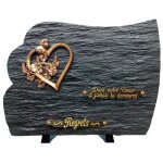 Plaque fun�raire schiste bronze c?ur