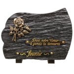 Plaque fun�raire schiste et bronze rose