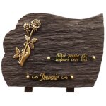 Plaque fun�raire schiste et texte bronze