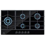 Plaque gaz 5 feux encastrable - klarstein - 90 cm - tables de cuisson vitrocramique - plaque de cuisson ...