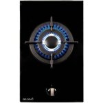 Beldeko - plaque gaz verre noir - 1 feu - encastrable - double couronne
