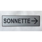 Plaque grave adhsive sonnette + fleche format 29 x 100 mm