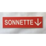 Plaque grave adhsive sonnette + fleche format 29 x 100 mm signaltique