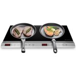 Plaque � induction portable double foyer 3500w noire - r�chaud �lectrique tactile 10 niveaux - 2 zones ...