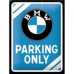 Plaque en mtal - bmw - parking only - vintage - 15 x 20 cm - dcoration murale