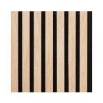 Plaque murale � tasseaux ? decoon ? 30 x 30 x 19 cm ? lattes en ch�ne clair v�ritable ? fond noir ? panneau ...