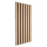 Plaque murale � tasseaux ? decoon ? 60 x 30 x 19 cm ? lattes en ch�ne clair v�ritable ? fond noir ? panneau ...