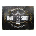 Plaque publicitaire - barber shop - rasoirs - mtal - 40x30 cm - vintage