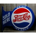 Plaque publicitaire double face en m�tal pepsi cola - d�coration murale vintage 40x30cm
