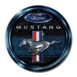 Plaque publicitaire - ford - mustang - m�tal - 30 cm - vintage - logo bleu
