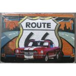 Plaque publicitaire - ford - mustang - rouge - m�tal - vintage - 30x20 cm