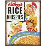Plaque publicitaire - kelloggs - rice krispies - 3 personnages - 41 x 32 cm - vintage