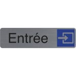 Plaque de signalisation - exacompta - entr�e - aluminium bross� - auto - adh�sif - 165 x 44 mm