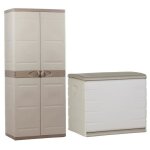 Plastiken coffre en rsine 260l vide et armoire de rangement rsine 4 tagres