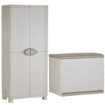 Plastiken coffre en rsine 260l vide et armoire de rangement rsine 4 tagres
