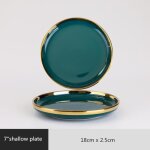 Plats et assiettesassiette en c�ramique verte � bord dor�vaisselle en porcelaine haut de gamme - type ...