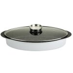 Plat à four ovale de 42cm blanc avec le couvercle verre font d?alu anti - adhérent Plat à four ovale de 42cm blanc avec le couvercle verre font d?alu anti - adhérent