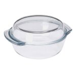 Plat  four ronde en verre avec couvercle 22. 5x8cm 17l
