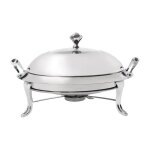 Plat à frotter en acier inoxydable plateau chauffant buffet rond avec couvercle et porte - carburant ... Plat à frotter en acier inoxydable plateau chauffant buffet rond avec couvercle et porte - carburant ...