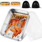 Plat � gratin pour airfryer - swamee - acier inoxydable - �gouttoir int�gr� - couvercle herm�tique