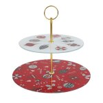 Plateau de pr�sentation - home deco factory - no�l - double �tage - blanc et rouge