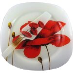 Plat  tarte - coquelicot - 30x30cm - verre - lave - vaisselle - coffret cadeau