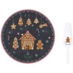 Plat  tarte - easylife - gingerbread - porcelaine - 32 cm - avec pelle  tarte