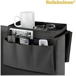 Organisateur de canap - sofabulous - plateau accoudoir - noir - matriaux flexibles - 6 poches latrales ...