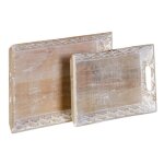Plateau apéritif - rectangulaire - bois de manguier - 455 x 305 x 55 cm - lot de 2 Plateau apéritif - rectangulaire - bois de manguier - 455 x 305 x 55 cm - lot de 2