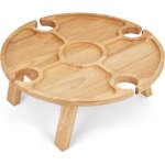 Plateau apritif - livoo - mes150 - bois d'hva - plateau sparateur - 4 encoches pour verres - pieds ...