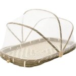 Plateau en bambou avec cloche en filet synthtique longueur 45cm