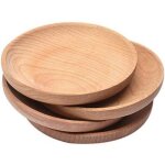 Plateau en bois de h�tre massif assiette ronde ouest nourriture snack dessert pizza cake assiettes