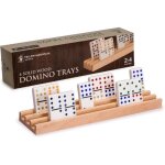 Plateaux de dominos en bois - swapy - 25 cm - ensemble de 4 - bois de h�tre - mexican train - chickenfoot ...