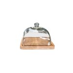 Plateau � fromage ou g�teau en bois et cloche en verre carr�