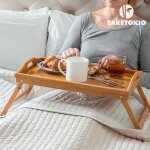 Plateau petit - d�jeuner - bambou - d�pliable - 50 x 30 cm - cadeau st valentin