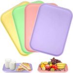 Plateaux en plastique r�utilisables - dok - ensemble de 4 - 24x17 cm - antid�rapant - rose vert violet ...