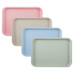 Plateau repas en plastique rectangulaire 4 pi�ces - plateaux de service antid�rapant r�utilisable 4 couleurs ...