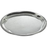 Plateau de service - aubry gaspard - rond - m�tal chrom� - � 35 cm - 04 cm d�paisseur