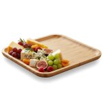 Plateau de service en bois - excellent houseware - 30x30 cm - bois de bambou - r�sistant � 70�c - contact ...